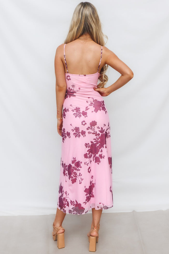 Akira Midi Dress - Pink Floral - Runway Goddess