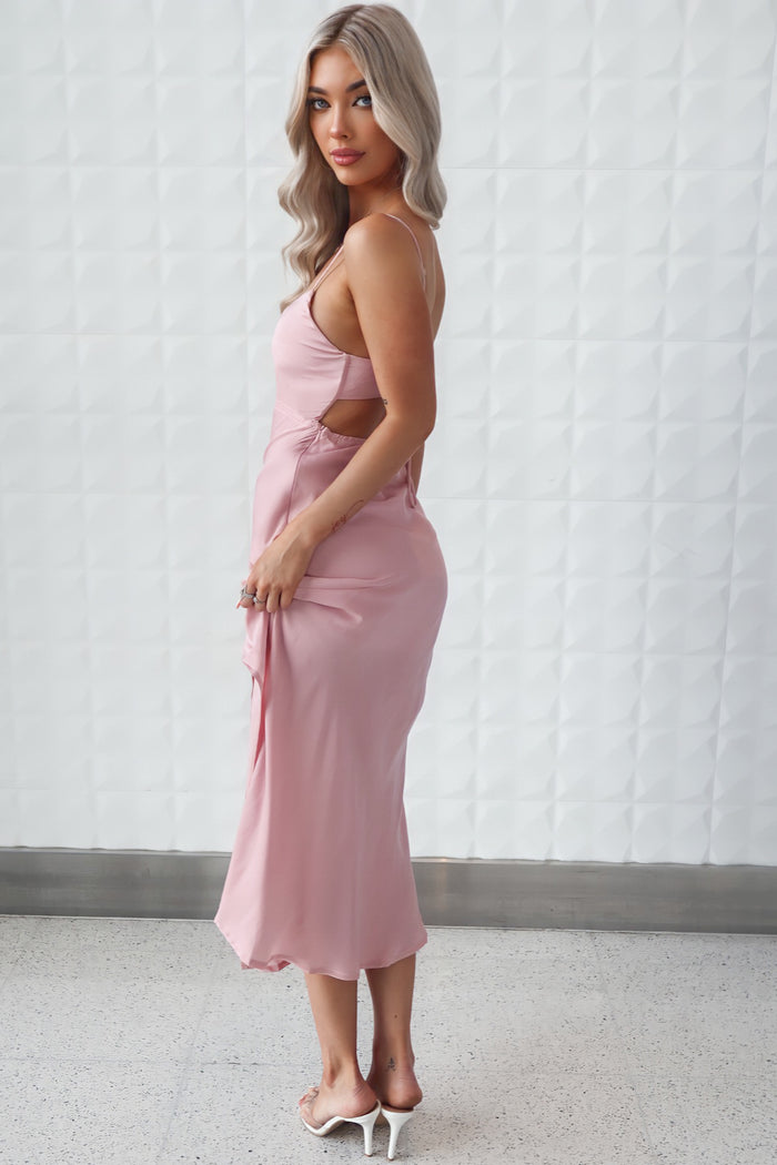Alenka Satin Midi - Baby Pink - Runway Goddess