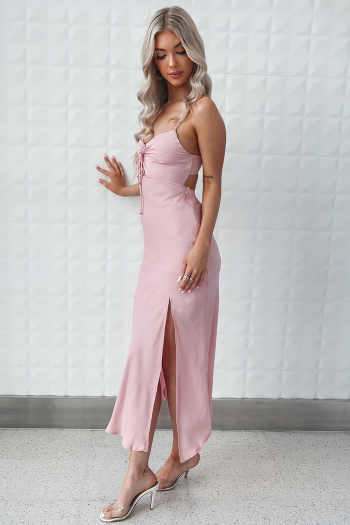 Alenka Satin Midi - Baby Pink - Runway Goddess