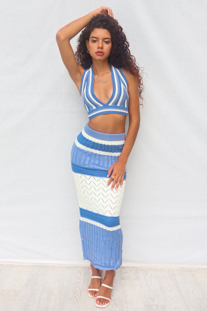 Alette Knit Set - Blue - Runway Goddess