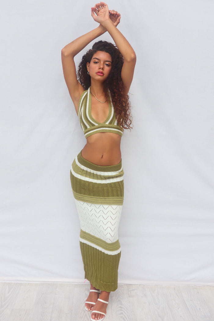 Alette Knit Set - Green - Runway Goddess