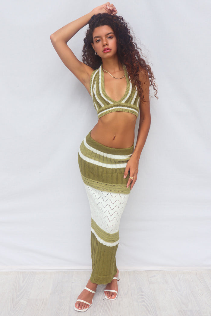 Alette Knit Set - Green - Runway Goddess