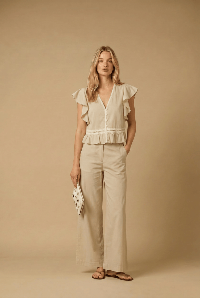 Pants APOELLA Alexa Poplin Pants Beige Apoella