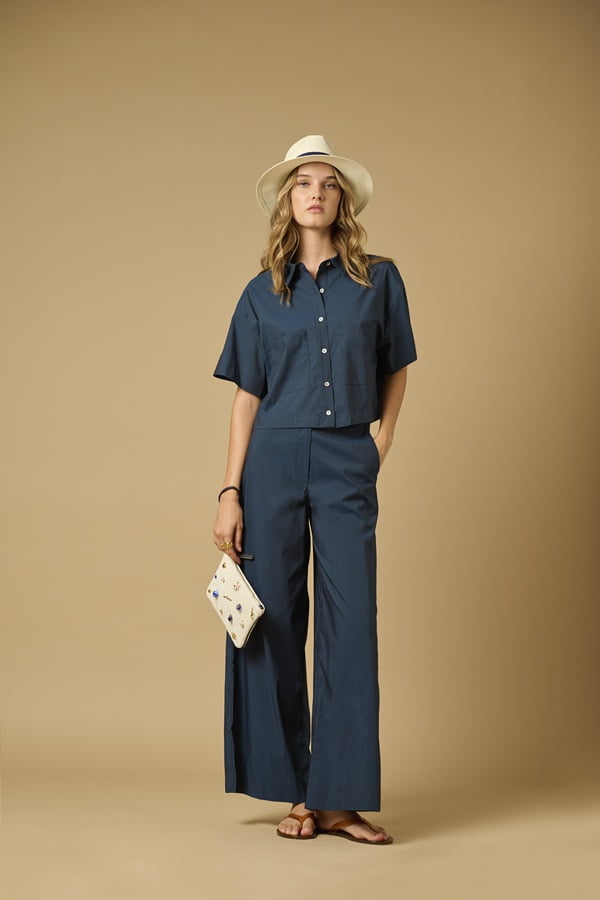 Pants APOELLA Alexa Poplin Pants Navy Apoella