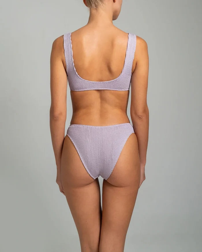 Bikini Stefania Frangista Ali Hoop Over The Shoulder Bikini Seersucker Metallic Red Apoella