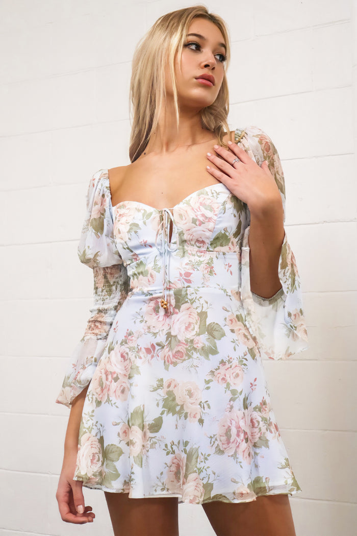 Aliyah Mini Dress - Mint Floral - Runway Goddess