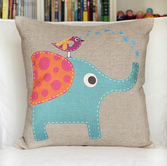 All 4 Kids 45cm Square Throw Pillow Cushion Cover - Elephant