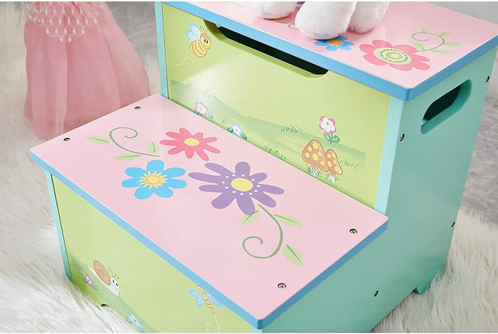 ALL 4 KIDS Girl Hand Painted Flower Step Stool