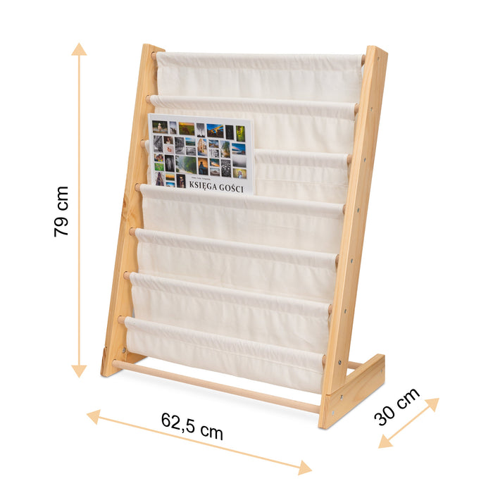 Sturdy pine side frame and rounded safe edge of the Henry kids sling bookcase