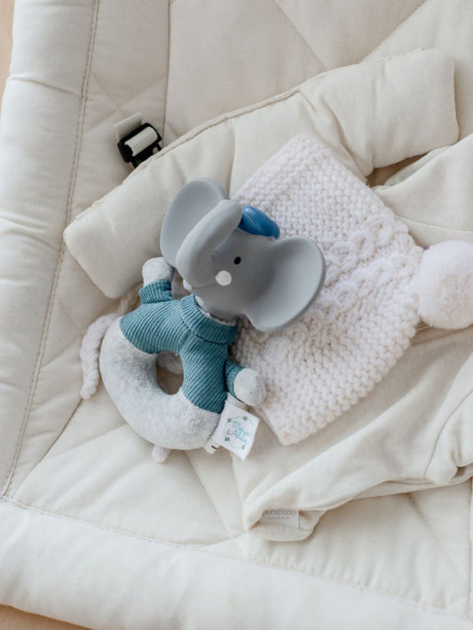 Alvin the Elephant - Soft Rattle/ Teether Rubber Head