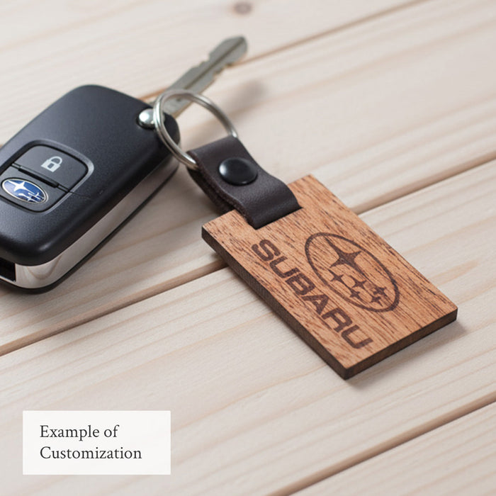 American Edition Wood & Leather Keychain