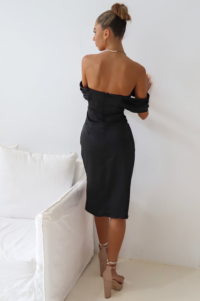 Anastasia Midi Dress - Black - Runway Goddess