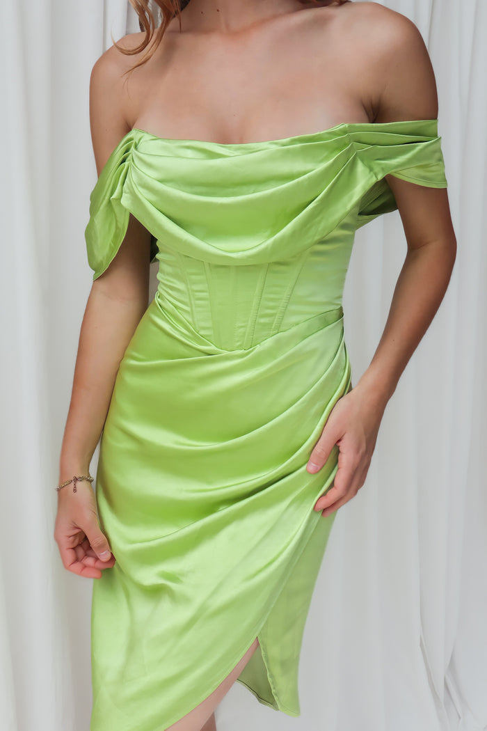 Anastasia Midi Dress - Lime Green