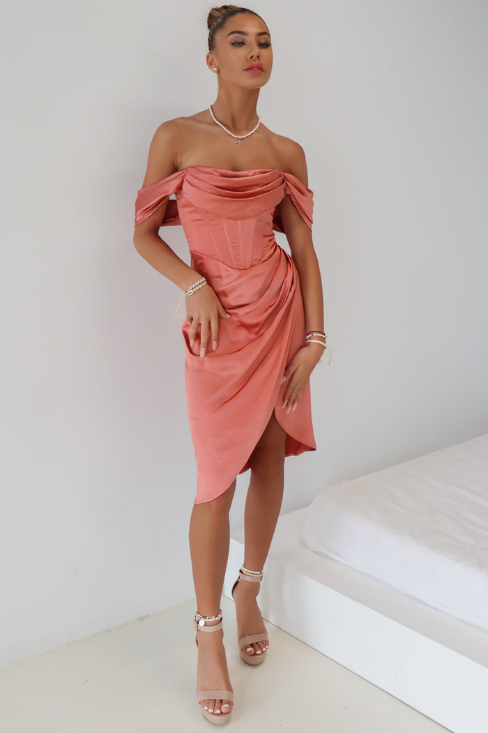Anastasia Midi Dress - Rose Pink - Runway Goddess