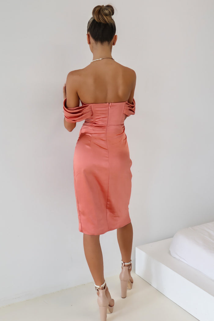 Anastasia Midi Dress - Rose Pink - Runway Goddess