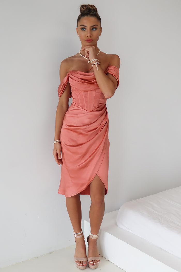 Anastasia Midi Dress - Rose Pink - Runway Goddess