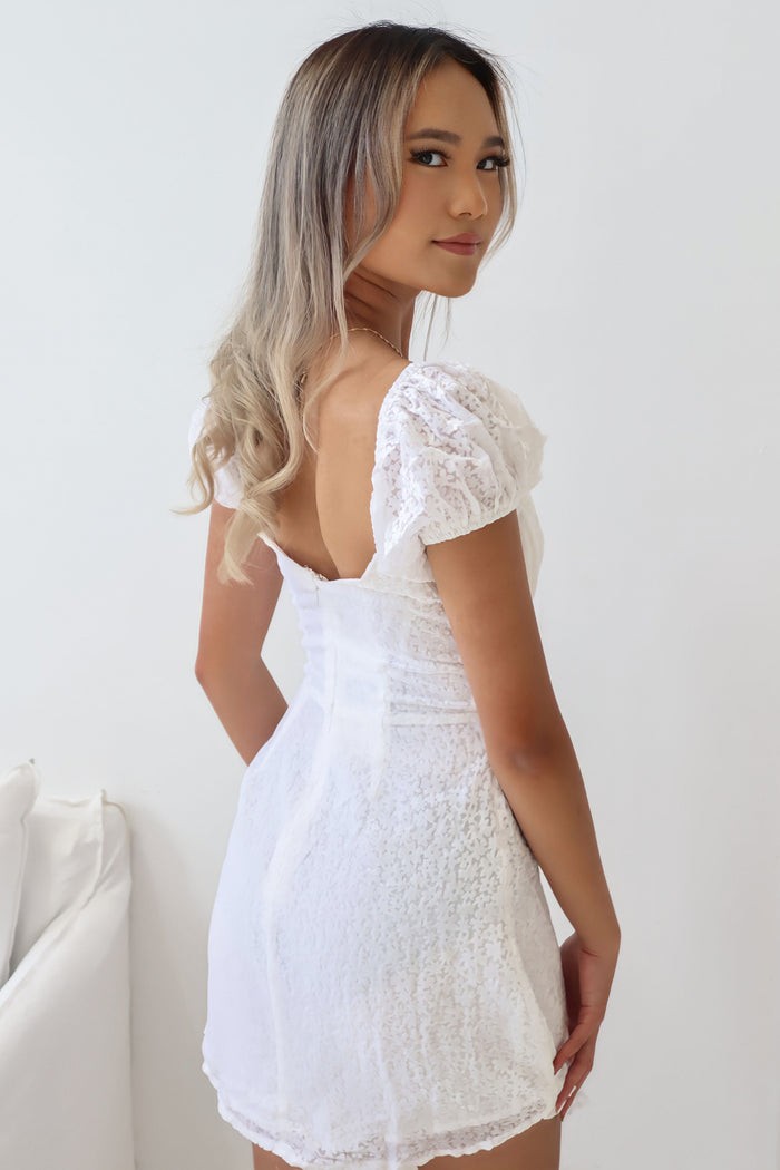 Angelina Mini Dress - White - Runway Goddess