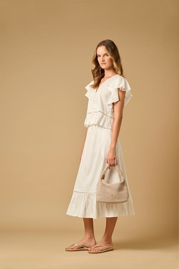 Tops APOELLA Anya Ruffle Crop Shirt White Apoella