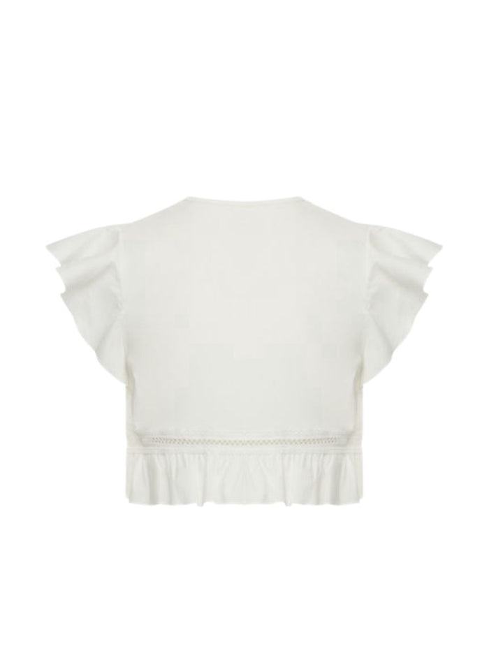 Tops APOELLA Anya Ruffle Crop Shirt White Apoella