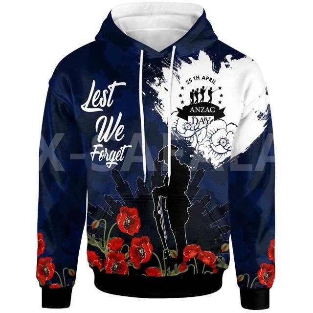 Anzac Day 3D Printed War Hoodie - Unisex
