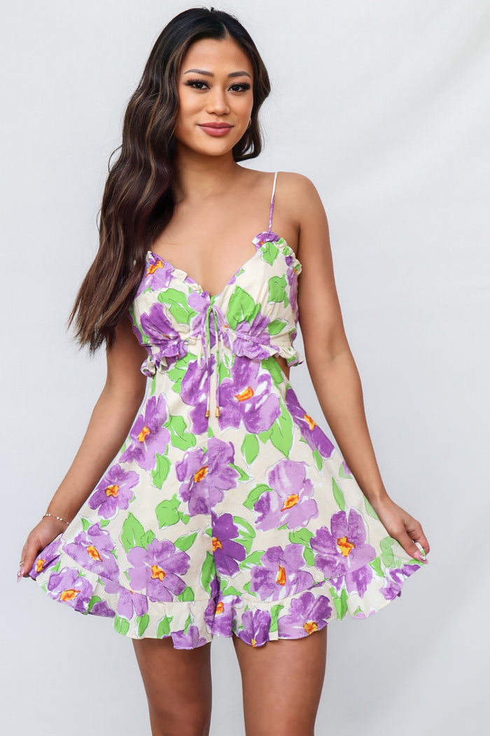 Ardie Playsuit - Purple Multi - Runway Goddess