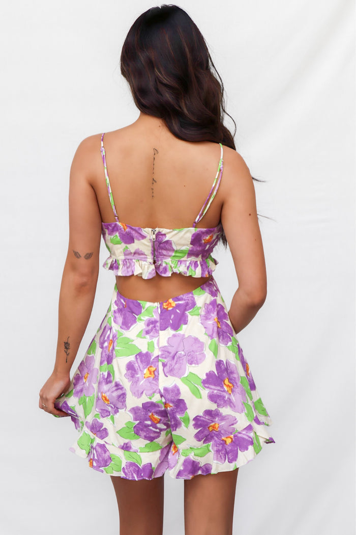 Ardie Playsuit - Purple Multi - Runway Goddess