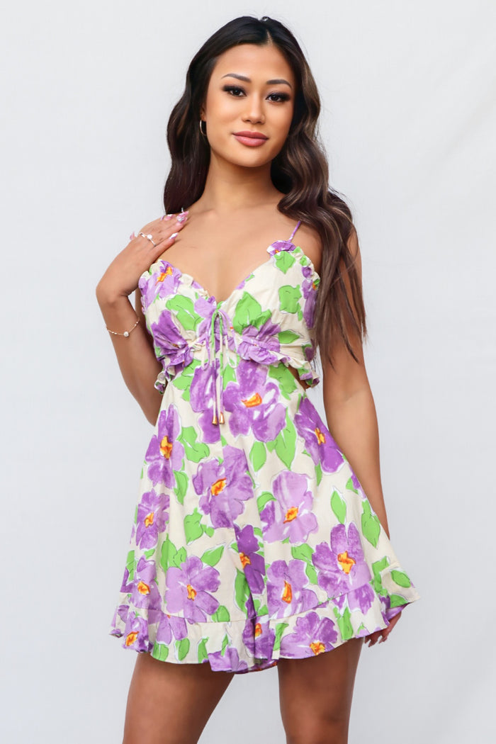 Ardie Playsuit - Purple Multi - Runway Goddess