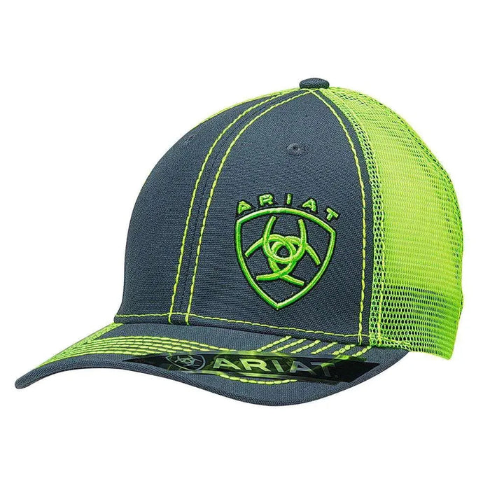 Ariat Raised Neon Green Shield - Trucker Cap - Hatcountry