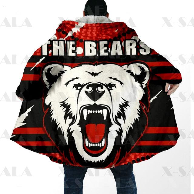 Assorted Anzac Day Indigenous Printed NRL Duffle Hooded Cloaks - Bears & Canberra
