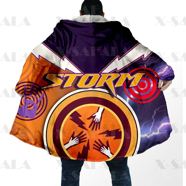 Assorted Anzac Day Indigenous Printed NRL Duffle Hooded Cloaks - Storm & Wests Tigers