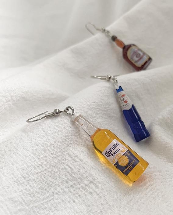 Assorted Resin Beer Bottles Drop Earrings