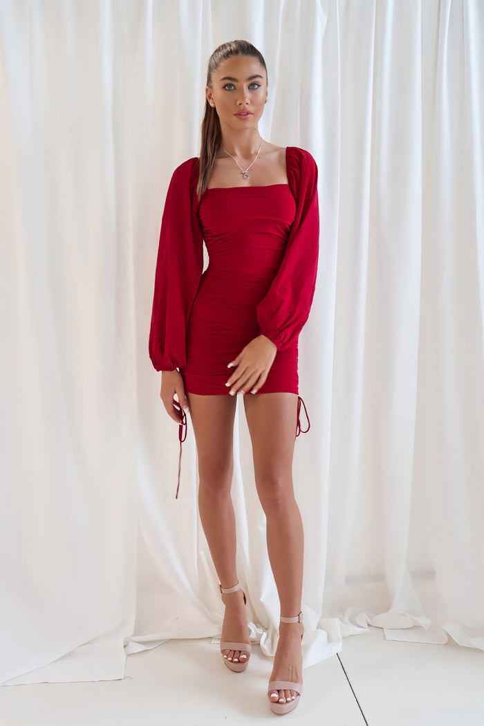 Astrid Mesh Dress - Cherry Red - Runway Goddess