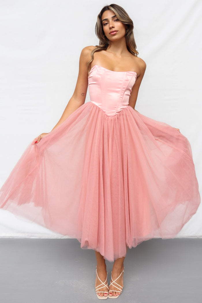 Aurora Midi Dress - Pink - Runway Goddess