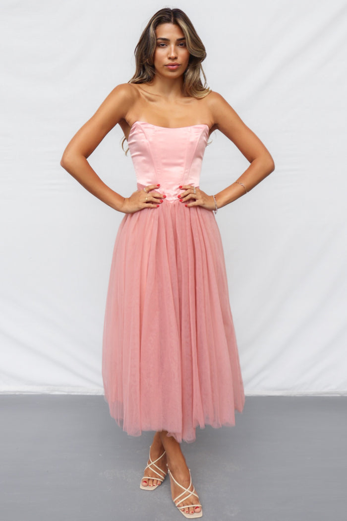 Aurora Midi Dress - Pink - Runway Goddess