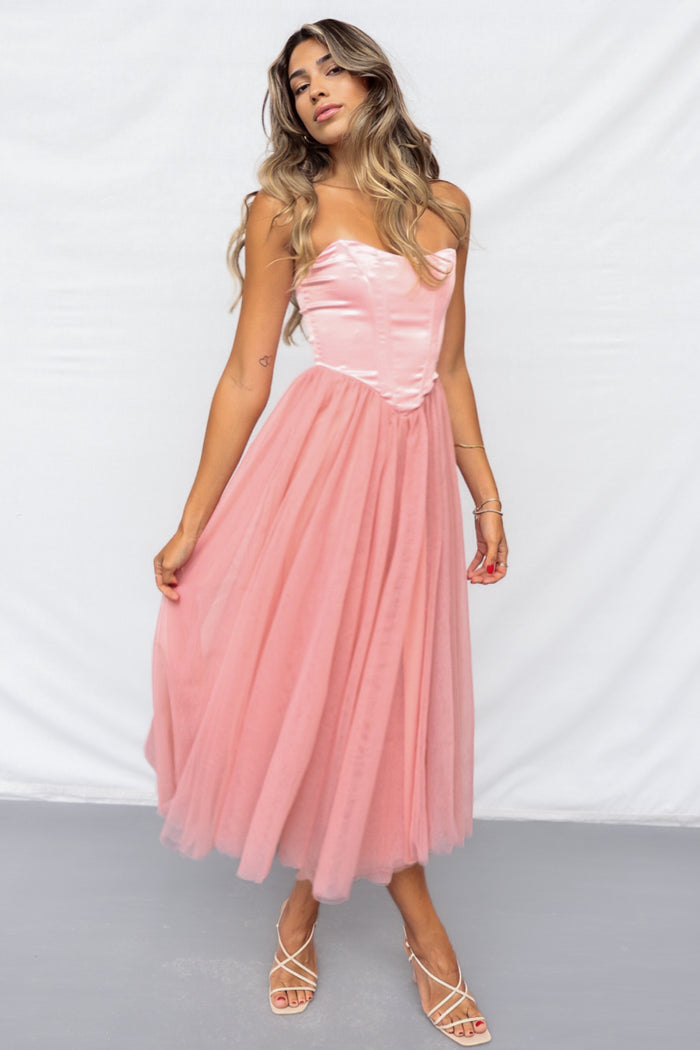 Aurora Midi Dress - Pink - Runway Goddess