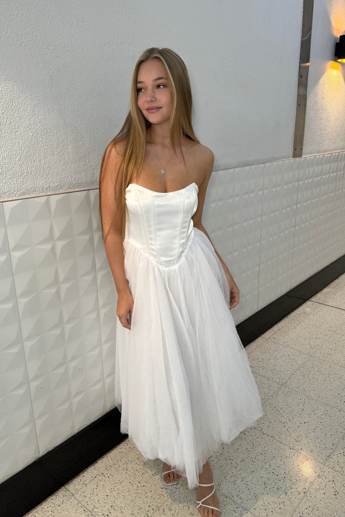 Aurora Midi Dress - White - Runway Goddess