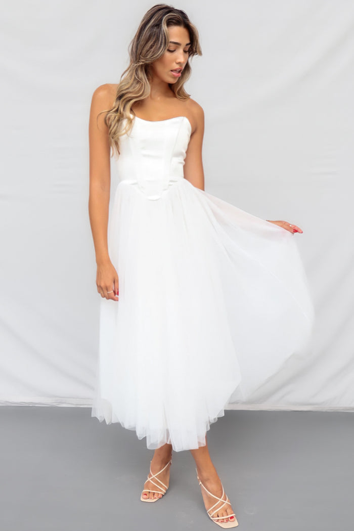 Aurora Midi Dress - White - Runway Goddess