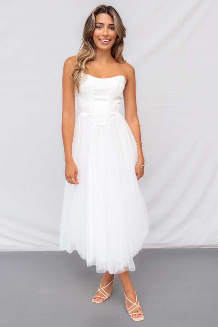 Aurora Midi Dress - White - Runway Goddess