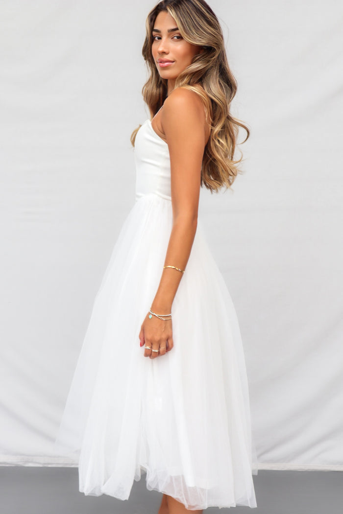 Aurora Midi Dress - White - Runway Goddess