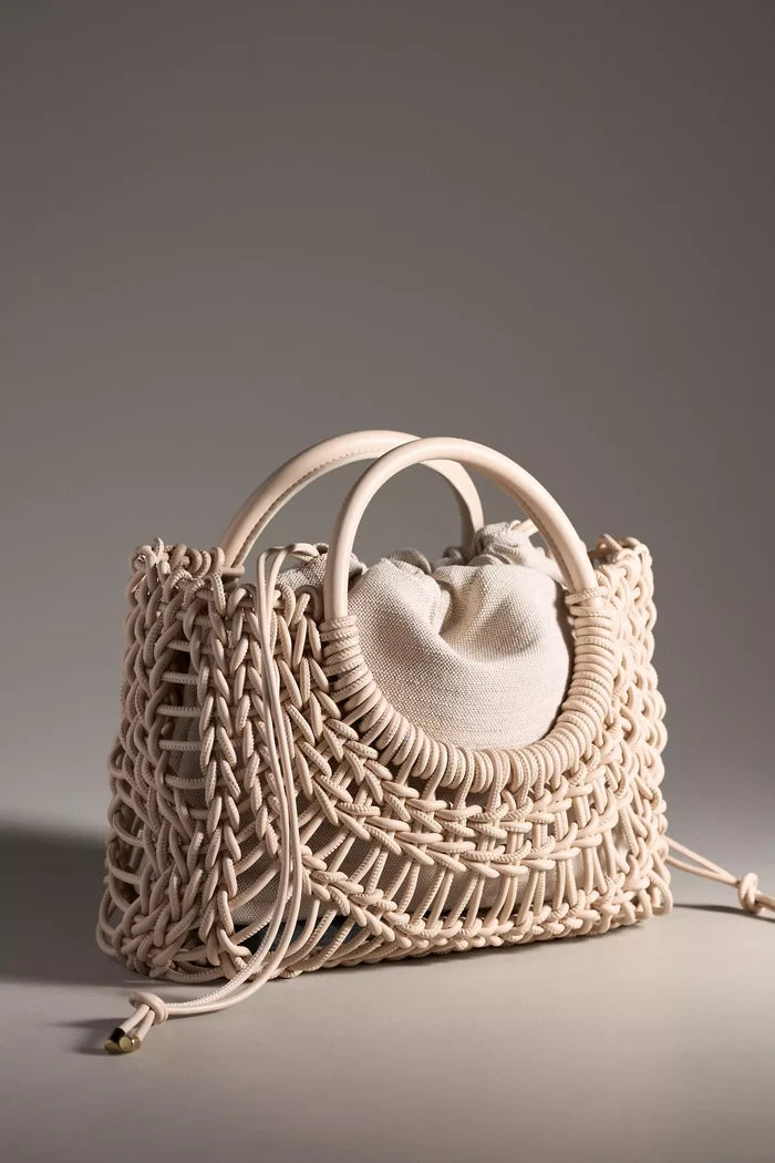 Azure Woven Handbag in Bone