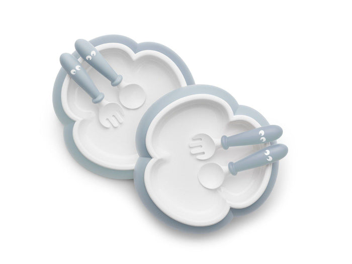 Babybjorn 2 Pack Baby Plate with Spoon and Fork - Powder Blue