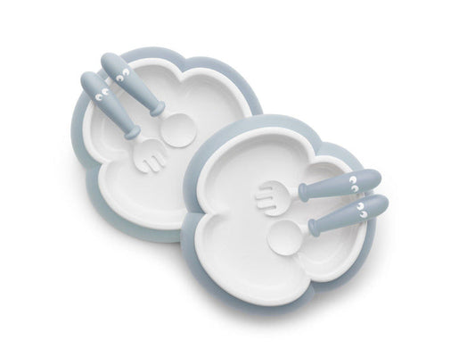 Babybjorn 2 Pack Baby Plate with Spoon and Fork - Powder Blue