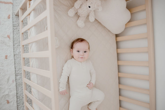 Bambella 2-in-1 Waterproof Cot Sheet & Mattress Protector | Oat