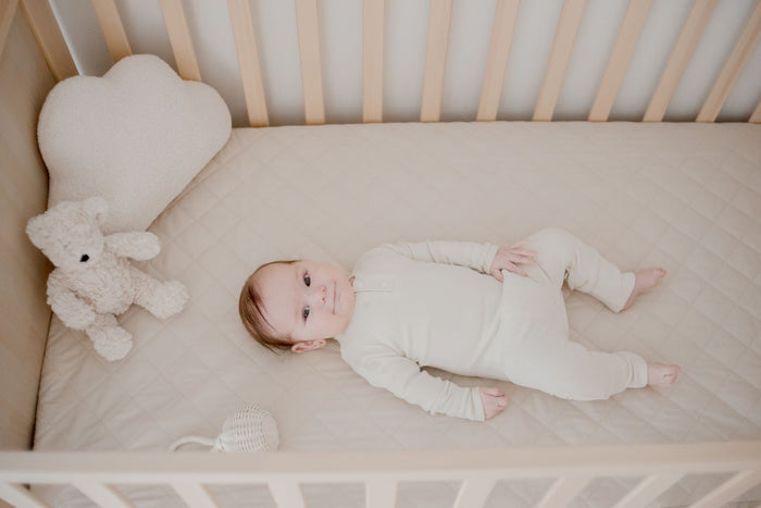 Bambella 2-in-1 Waterproof Cot Sheet & Mattress Protector | Oat