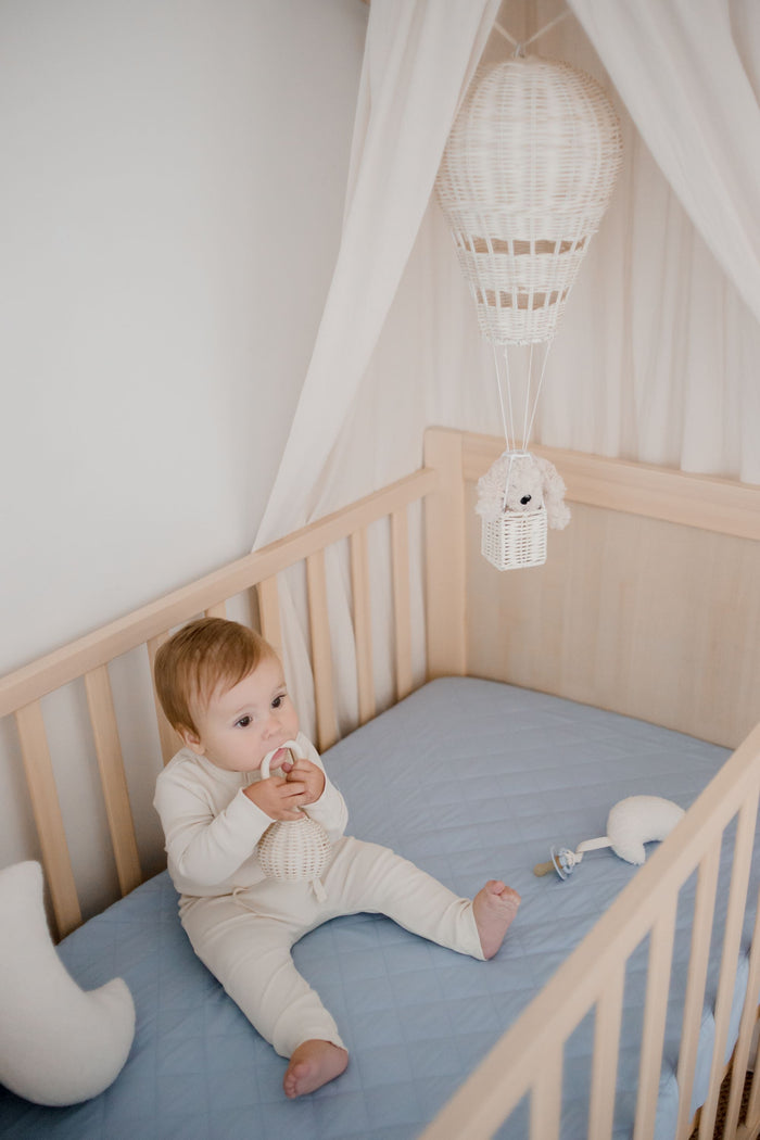 Bambella Designs 2-in-1 Waterproof Cot Sheet & Mattress Protector | Sky Blue