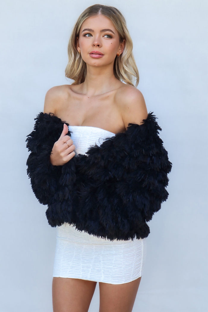 Bambi Faux Fur Jacket - Black - Runway Goddess
