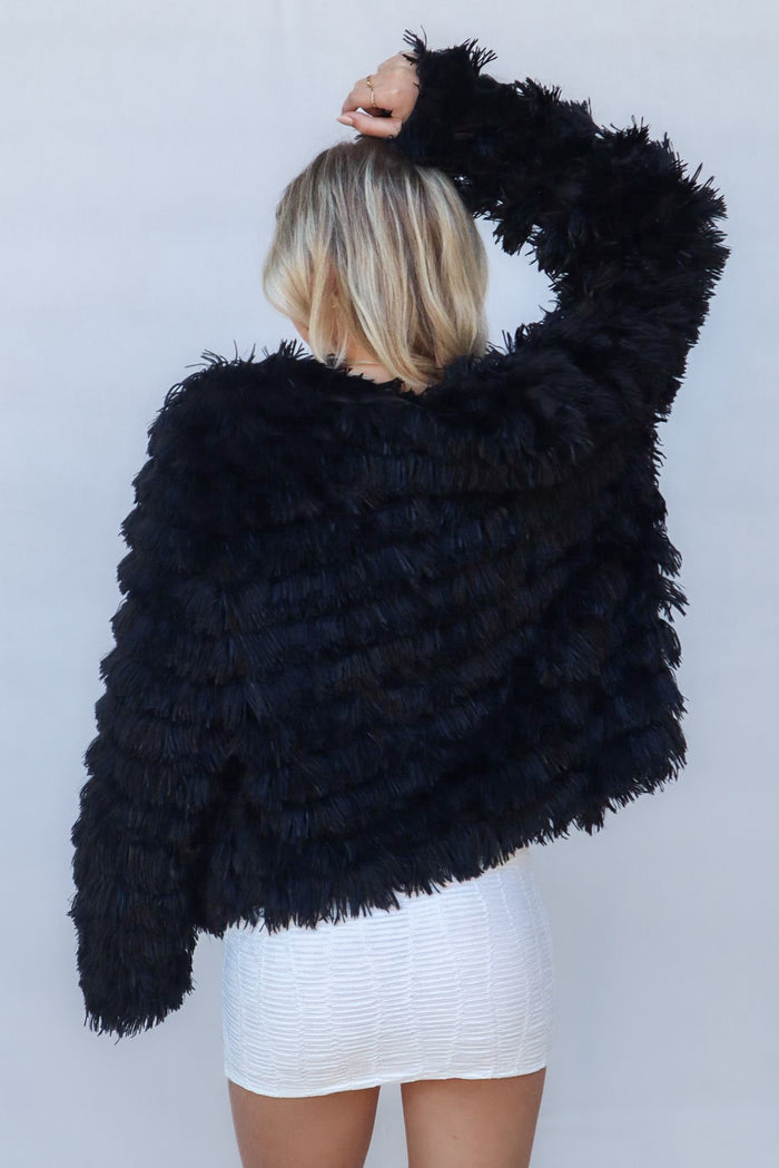 Bambi Faux Fur Jacket - Black - Runway Goddess