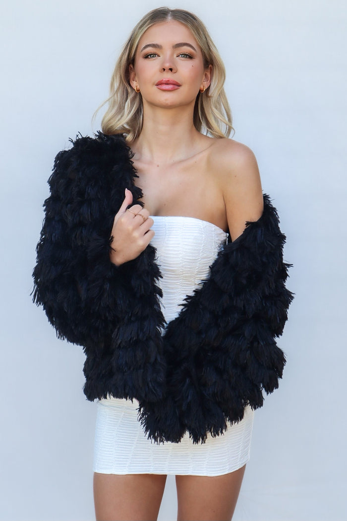 Bambi Faux Fur Jacket - Black - Runway Goddess
