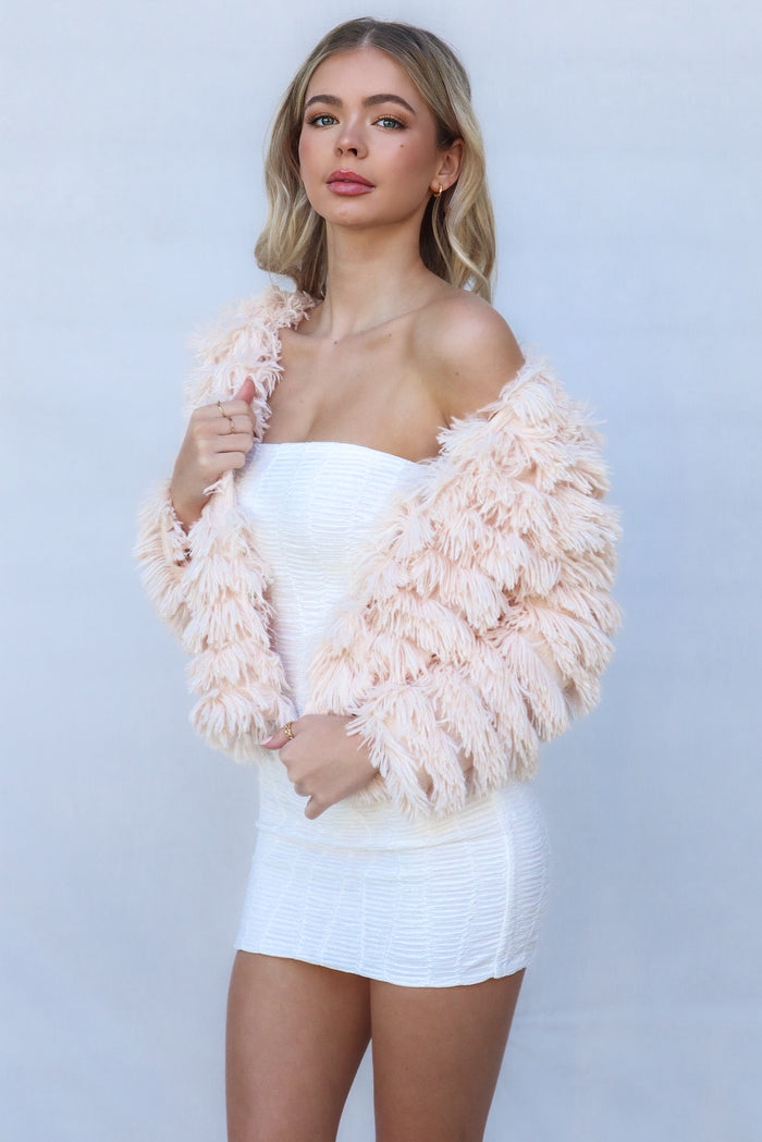 Bambi Faux Fur Jacket - Blush Pink - Runway Goddess