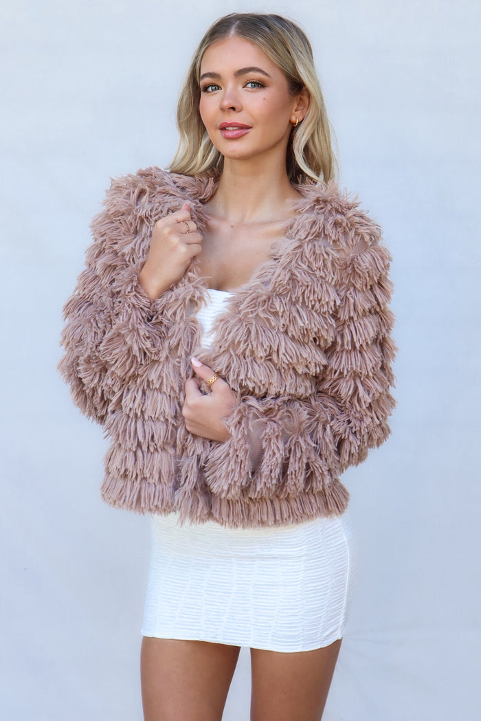 Bambi Faux Fur Jacket - Chocolate - Runway Goddess